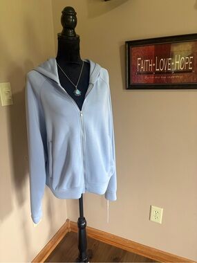 Light Blue Women's Zip-Up Hoodie Sweatshirt - Casual Hooded Jacket